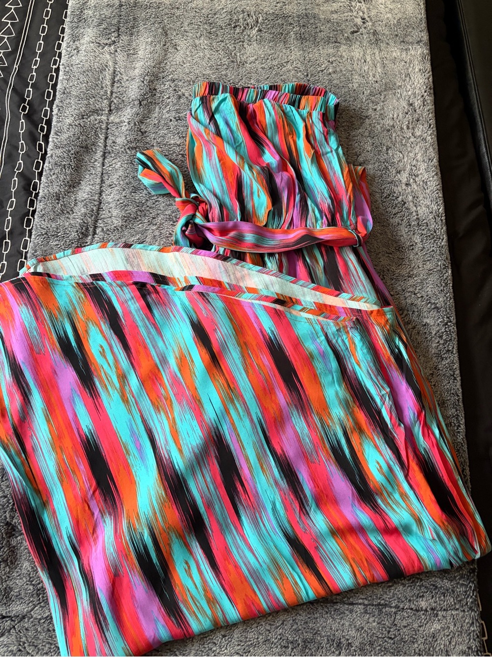 Savanna Jane Multicolor Stripe Jumpsuit in Turquoise, Coral, Pink & Black